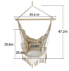Image of Hanging Rope Swing Hammock Chair with Side Pocket and Wooden Spreader Bar - Ivory