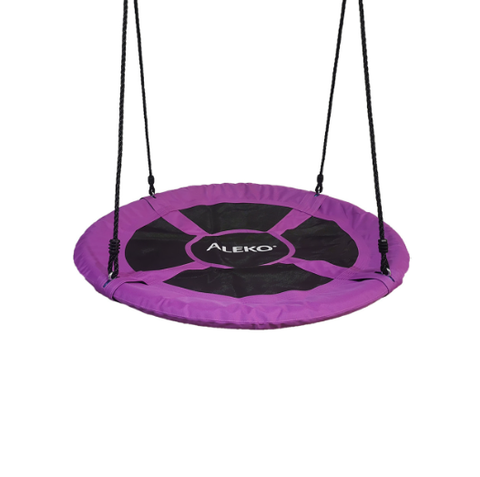 Outdoor Saucer Platform Swing with Adjustable Hanging Ropes - 40 Inches- Purple