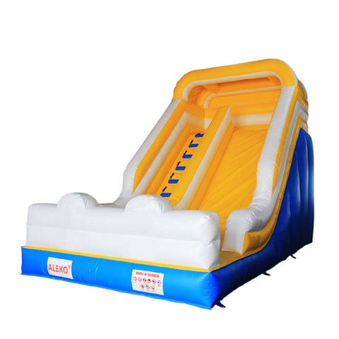 Bounce House with Blower - Blue, Yellow and White by Aleko  side view