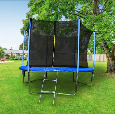 Trampoline with Safety Net and Ladder - 12 Feet - Black and Blue